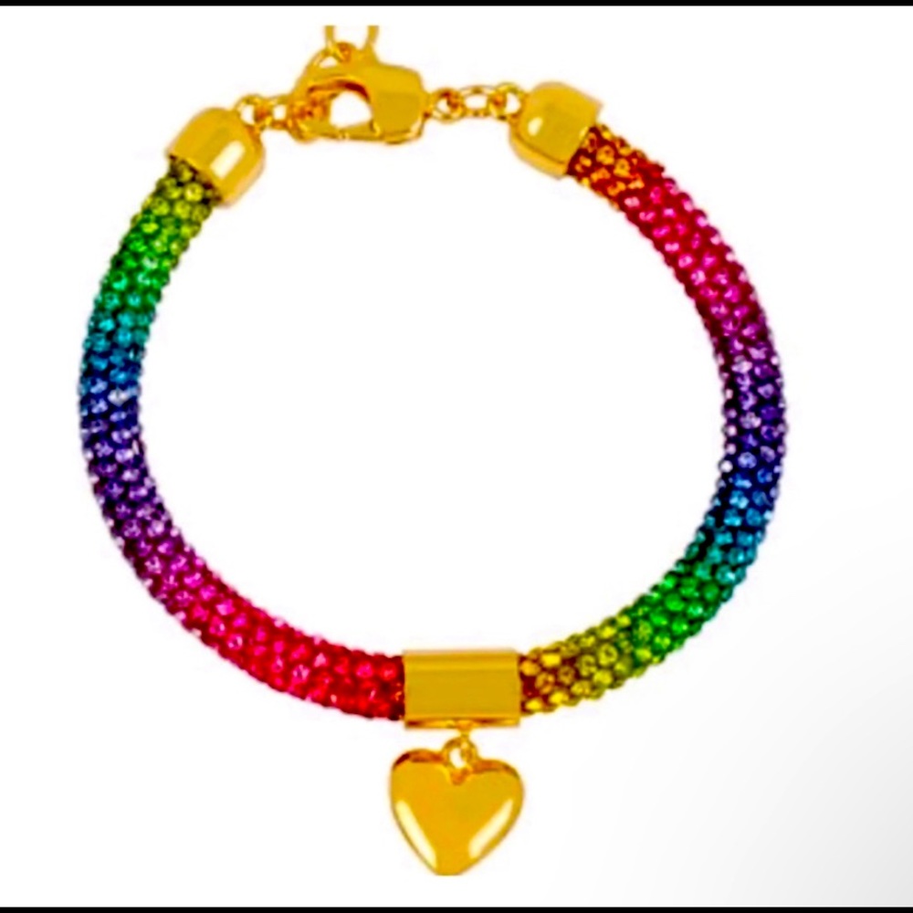 Betsey johnson pave rainbow clasp bracelet - Picture 1 of 5